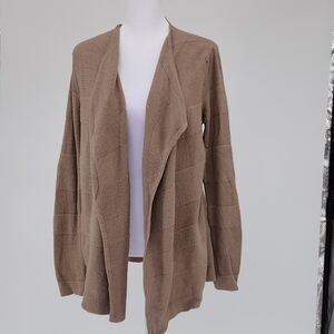 Beige Cardigan by Larry Levine Waterfall front (S)